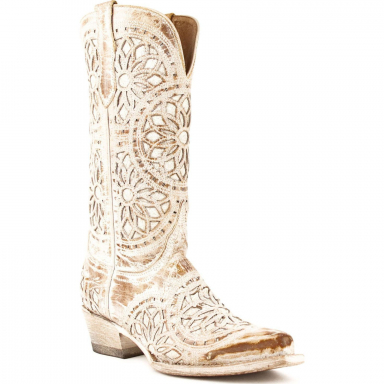 Ferrini Ladies White-Slate Studded Laser Cut Butterfly Boot 81761-10