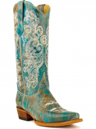 Ferrini Ladies Southern Charm Turquoise V Toe Cowgirl Boot 82161-50