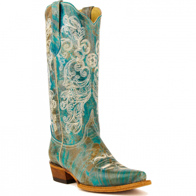 Ferrini Ladies Southern Charm Turquoise V Toe Cowgirl Boot 82161-50