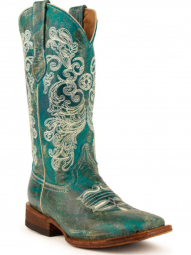 Ferrini Ladies Southern Charm Turquoise S Toe Cowgirl Boot 82193-50