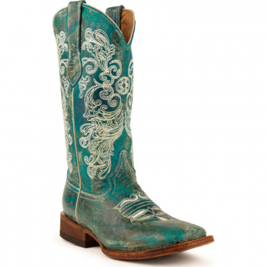 Ferrini Ladies Southern Charm Turquoise S Toe Cowgirl Boot 82193-50