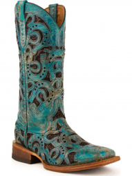 Ferrini Ladies Turquoise Horseshoe S Toe Cowgirl Boot 83093-50