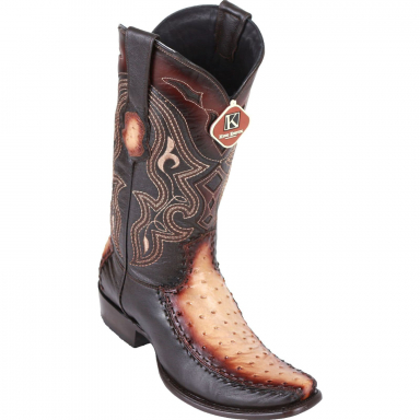 King Exotic Mens Dubai Boot Half Vamp Ostrich Faded Oryx Cowboy Boot 479F0315