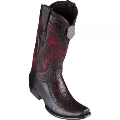 King Exotic Mens Dubai Boot Half Vamp Ostrich Black Cherry Cowboy Boot 479F0318