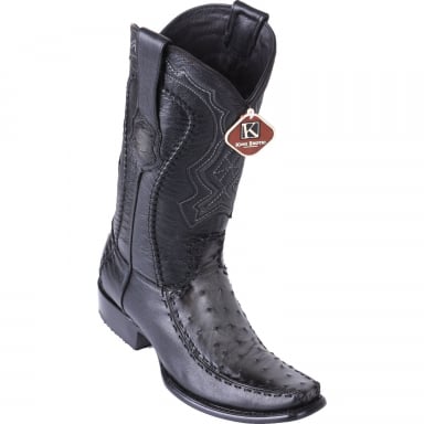 King Exotic Mens Dubai Boot Half Vamp Ostrich Faded Gray Cowboy Boot 479F0338