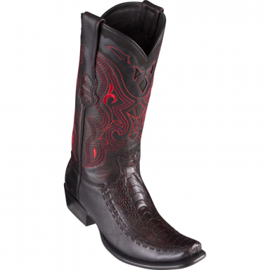 King Exotic Mens Dubai Boot Half Vamp Ostrich Leg With Deer  Black Cherry Cowboy Boot 479F0518