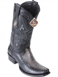 King Exotic Mens Dubai Boot Half Vamp Ostrich Leg With Deer  Faded Gray Cowboy Boot 479F0538