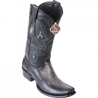 King Exotic Mens Dubai Boot Half Vamp Ostrich Leg With Deer  Faded Gray Cowboy Boot 479F0538