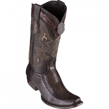 King Exotic Mens Dubai Boot Half Vamp Teju Lizard With Deer  Faded Brown Cowboy Boot 479F0716