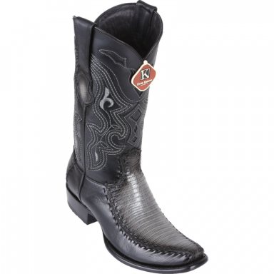 King Exotic Mens Dubai Boot Half Vamp Teju Lizard With Deer  Faded Gray Cowboy Boot 479F0738