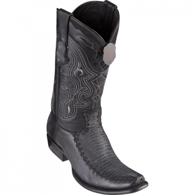 King Exotic Mens Dubai Boot Half Vamp Teju Lizard With Deer  Sanded Black Cowboy Boot 479F0774