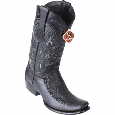 King Exotic Mens Dubai Boot (Half Vamp) Shark Black Cowboy Boot 479F0905