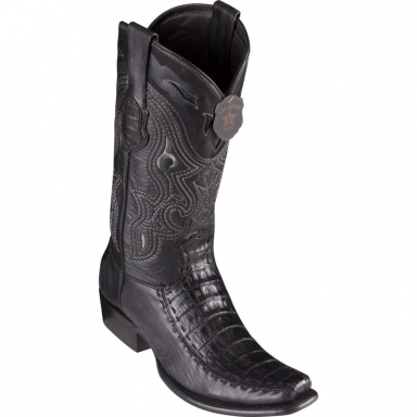 King Exotic Mens Dubai Boot Half Vamp Caiman Belly With Deer Black Cowboy Boot 479F8205