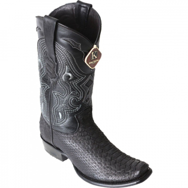 King Exotic Mens Dubai Boot Python Black Suede Finish Cowboy Boot 479N5705