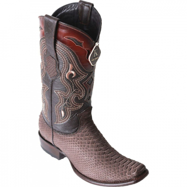 King Exotic Mens Dubai Boot Python Brown Suede Finish Cowboy Boot 479N5707