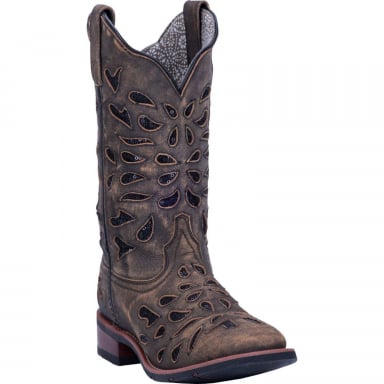 Laredo Womens Black Ice 11" Tan Broad Square Toe Boot 5692