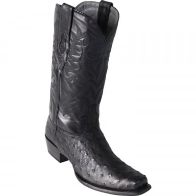 Los Altos Mens 7 Toe Ostrich Black Cowboy Boot 580305