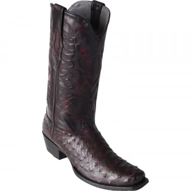 Los Altos Mens 7 Toe Ostrich Black Cherry Cowboy Boot 580318