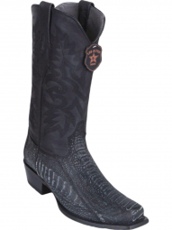Los Altos Mens 7 Toe Ostrich Leg Sanded Black Cowboy Boot 580574