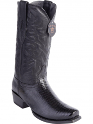 Los Altos Mens 7 Toe Teju Lizard Black Cowboy Boot 580705