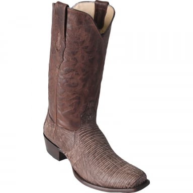 Los Altos Mens 7 Toe Teju Lizard Sanded Brown Cowboy Boot 580735