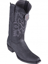 Los Altos Mens 7 Toe Teju Lizard Sanded Black Cowboy Boot 580774