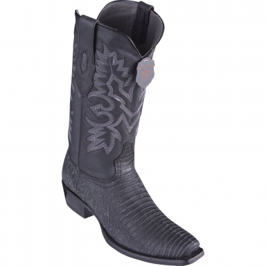 Los Altos Mens 7 Toe Teju Lizard Sanded Black Cowboy Boot 580774