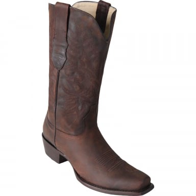 Los Altos Mens 7 Toe Maddog Pull Up Brown Cowboy Boot 582007