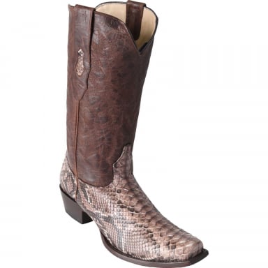 Los Altos Mens 7 Toe Python Rustic Brown Cowboy Boot 585785