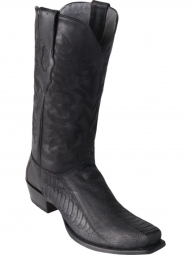 Los Altos Mens 7 Toe Ostrich Leg Black Cowboy Boot 58G0505