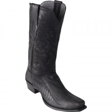 Los Altos Mens 7 Toe Ostrich Leg Black Cowboy Boot 58G0505