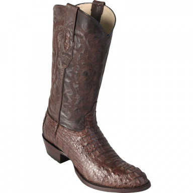 Los Altos Mens Round Toe Caiman Hornback Brown Cowboy Boot 650207