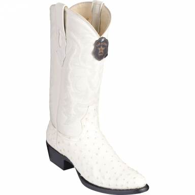 Los Altos Mens Round Toe Ostrich Winter White Cowboy Boot 650304