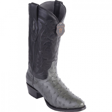 Los Altos Mens Round Toe Ostrich Gray Cowboy Boot 650309