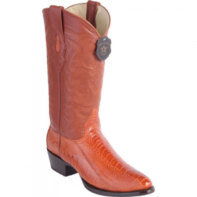 Los Altos Mens Round Toe Ostrich Leg Cognac Cowboy Boot 650503