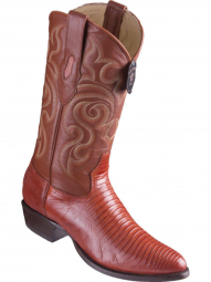 Los Altos Mens Round Toe Teju Lizard Cognac Cowboy Boot 650703