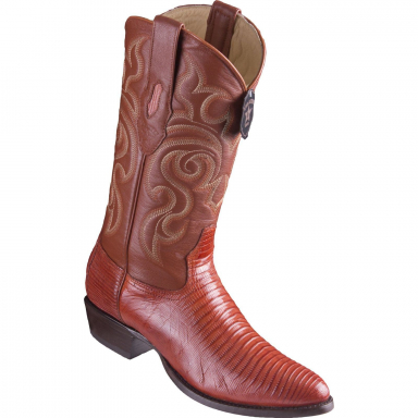 Los Altos Mens Round Toe Teju Lizard Cognac Cowboy Boot 650703