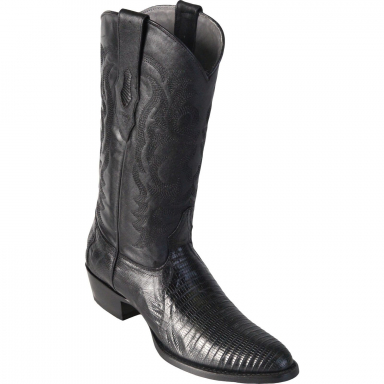 Los Altos Mens Round Toe Teju Lizard Black Cowboy Boot 650705