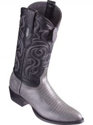 Los Altos Mens Round Toe Teju Lizard Black/Gray Cowboy Boot 650709