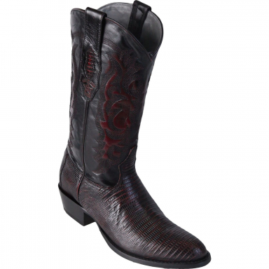 Los Altos Mens Round Toe Teju Lizard Black Cowboy Boot 650718