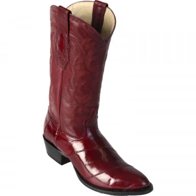 Los Altos Mens Round Toe Eel Burgundy Cowboy Boot 650806