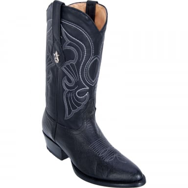 Los Altos Mens Round Toe Bull Shoulder Black Cowboy Boot 653105