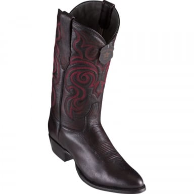 Los Altos Mens Round Toe Goat Black Cherry Cowboy Boot 659218