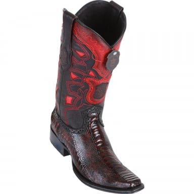 Los Altos Mens European Square Toe Ostrich Leg Black Cherry Cowboy Boot 760518