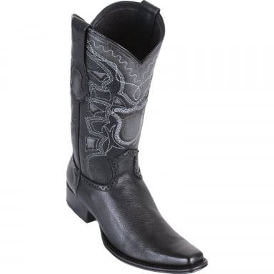 Los Altos Mens European Square Toe Grisly Black Cowboy Boot 762705