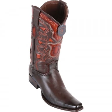 Los Altos Mens European Square Toe Grisly Faded Brown Cowboy Boot 762716