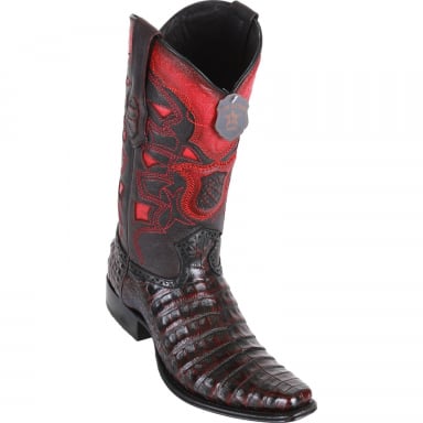 Los Altos Mens European Square Toe Caiman Belly Black Cherry Cowboy Boot 768218