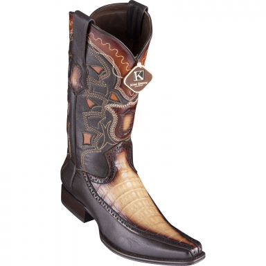 Los Altos Mens European Square Toe Half Vamp Caiman Belly Faded Oryx Cowboy Boot 76F8215