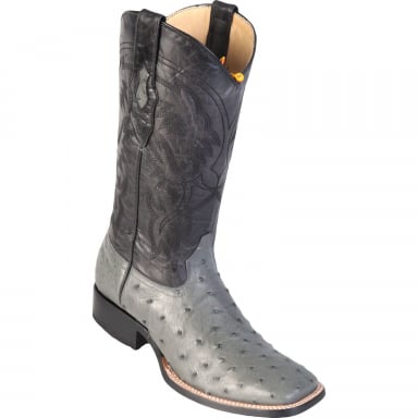 Los Altos Mens Wide Square Toe Ostrich Gray Cowboy Boot 8220309