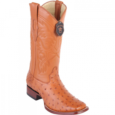 Los Altos Mens Wide Square Toe Ostrich Honey Cowboy Boot 8220351